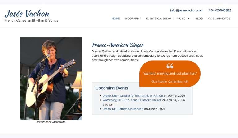 thumbnail of Josee Vachon website. Design by Haunted Mesa design